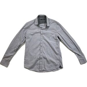 7D 7Diamonds Pearl Snap Western Shirt Sz M Gray Elbow Pads Geo Abstract Stitch